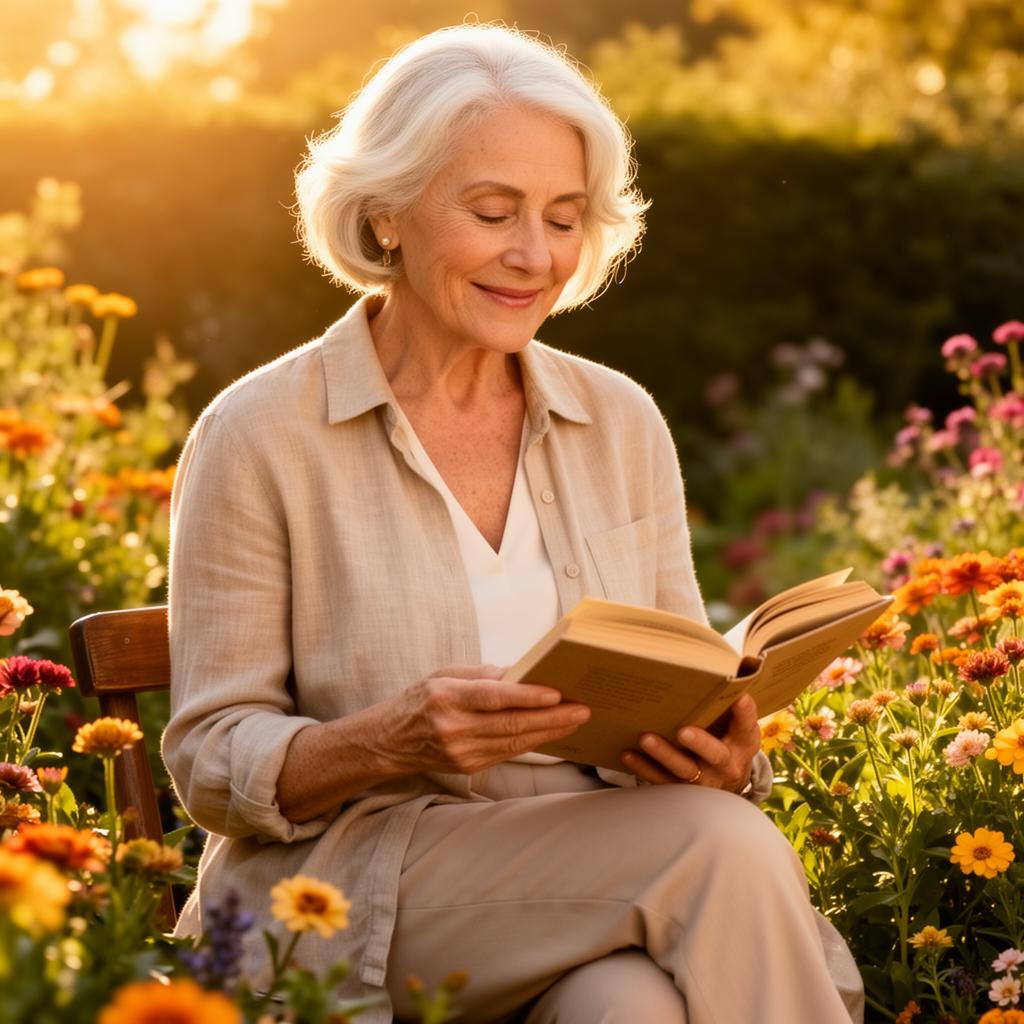 A woman relaxing in her garden